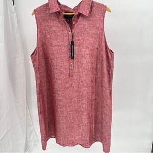 Tahari Womens NEW 100% Linen Shirt Dress Plus Size XXL Sleeveless Collared
